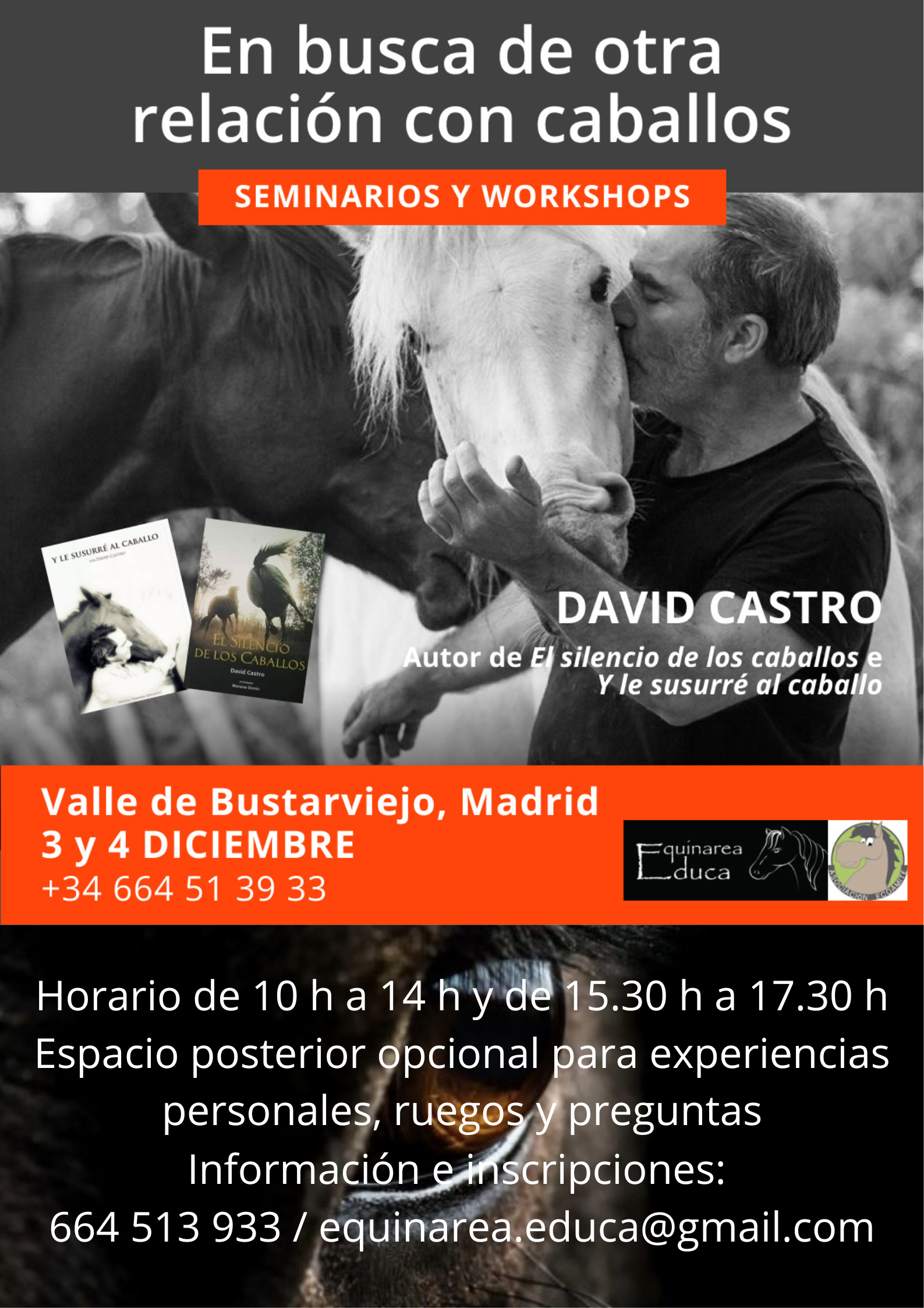 David Castro, Valle de Bustarviejo, Madrid, España 3 y 4 de Diciembre 2022, Talleres, cursos y seminarios sobre Caballos